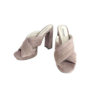 Jeffrey Campbell Kenobi Suede Platform Mule Beige Size 10